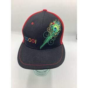 Vintage Coogi Fitted Hat 7 1/4 Feather Design Multicolor Black Red Cap